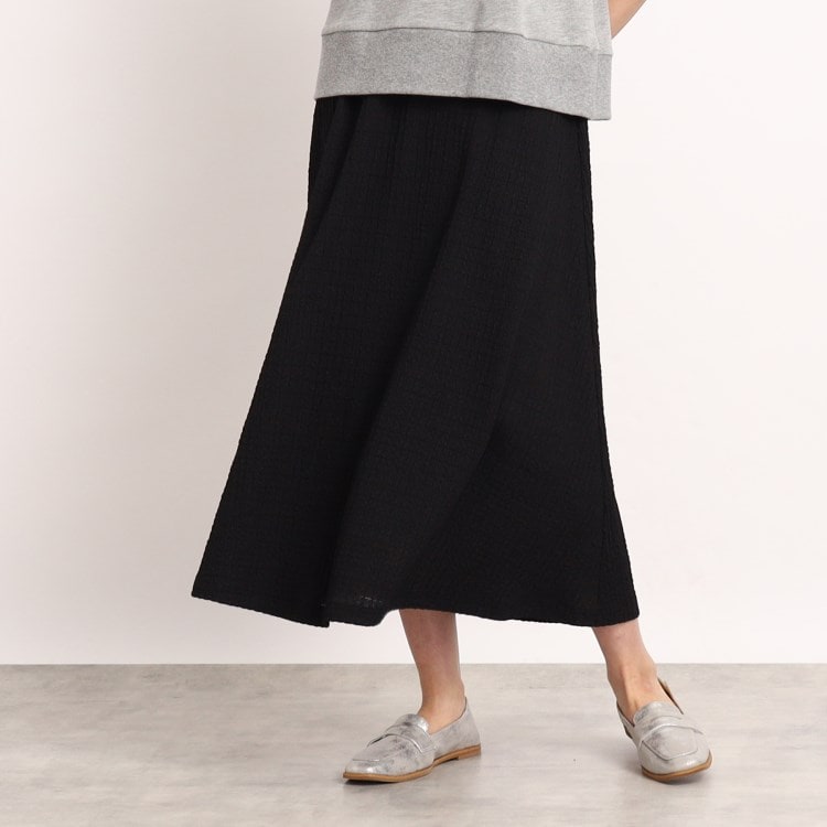 シューラルー/ドレスキップ(SHOO・LA・RUE/DRESKIP)のしぼしぼフレアースカート マキシ・ロングスカート