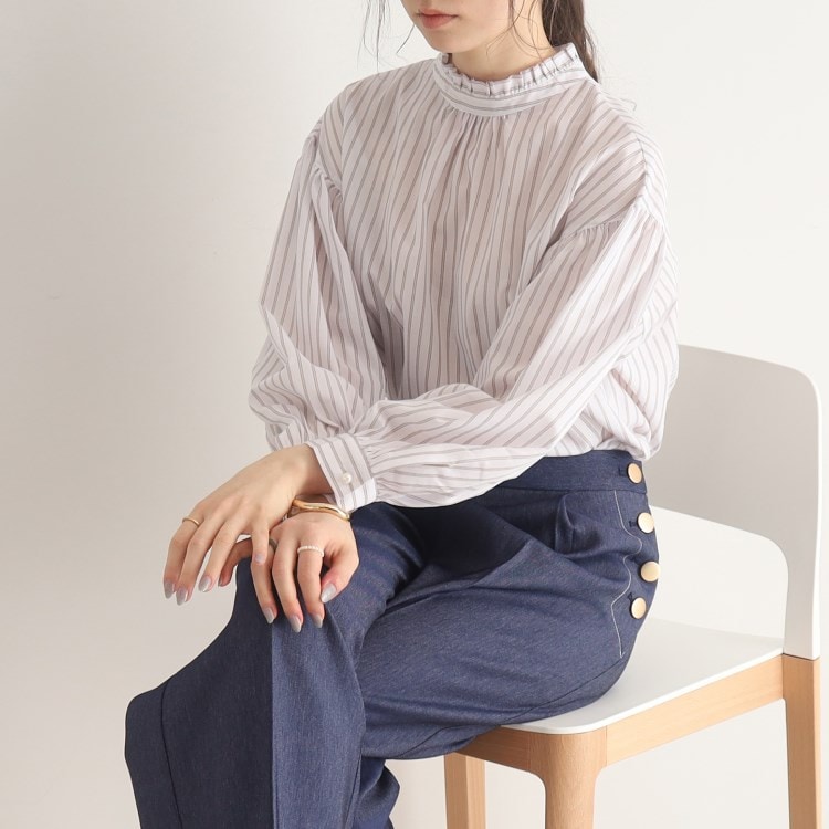 シューラルー/ドレスキップ(SHOO・LA・RUE/DRESKIP)の◆【イージーケア】プチフリルが大人可愛い 衿ギャザ-ブラウス シャツ・ブラウス