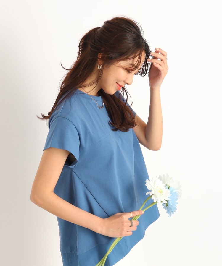 シューラルー/ドレスキップ(SHOO・LA・RUE/DRESKIP)の裾異素材&フレア ふんわりトップス ブルー(092)