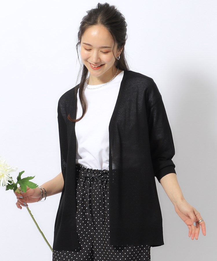 シューラルー/ドレスキップ(SHOO・LA・RUE/DRESKIP)の【洗える/7分袖】さらっと羽織れる トッパーカーディガン ブラック(019)