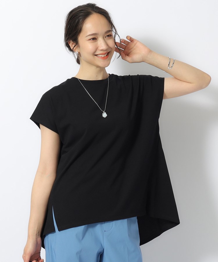 シューラルー/ドレスキップ(SHOO・LA・RUE/DRESKIP)の【洗える/UV】Aライン 後ろタック フレンチトップス ブラック(019)
