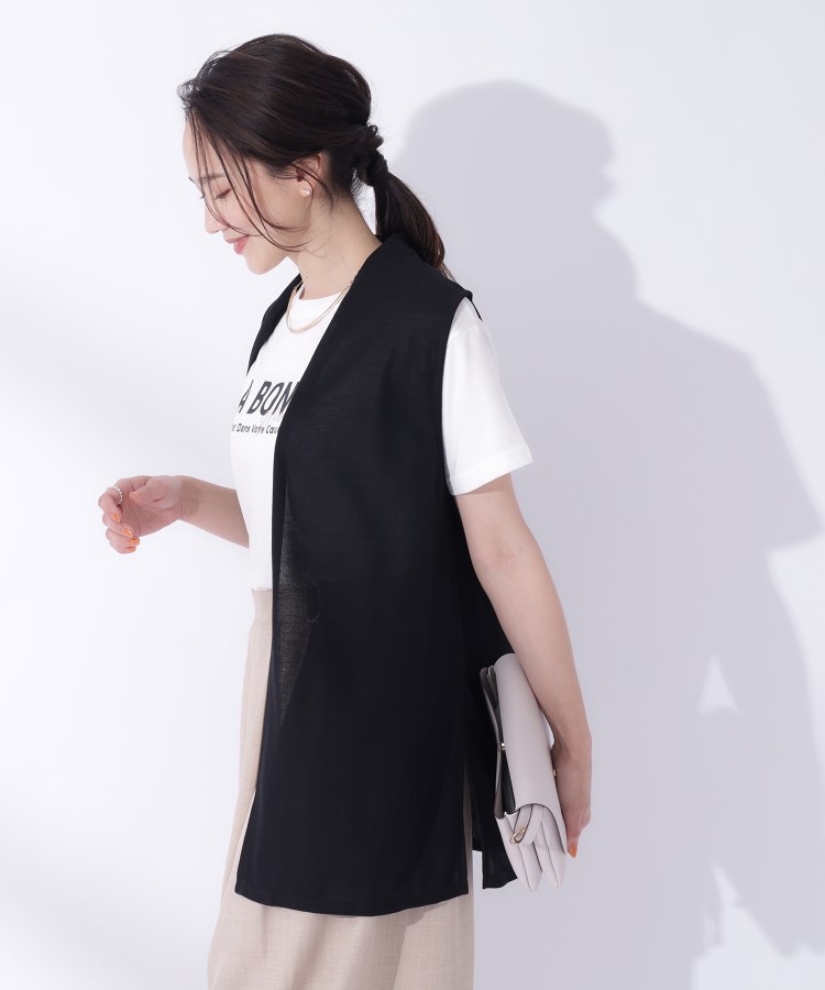 シューラルー/ドレスキップ(SHOO・LA・RUE/DRESKIP)の【体型カバー/良いとこどり2点セット】大人の味方 サマージレ＋ロゴプリントTシャツ2