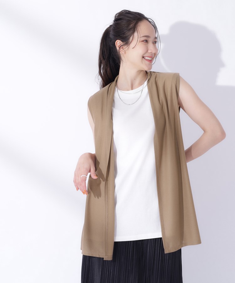 シューラルー/ドレスキップ(SHOO・LA・RUE/DRESKIP)の【体型カバー/良いとこどり2点セット】大人の味方 サマージレ＋ロゴプリントTシャツ11