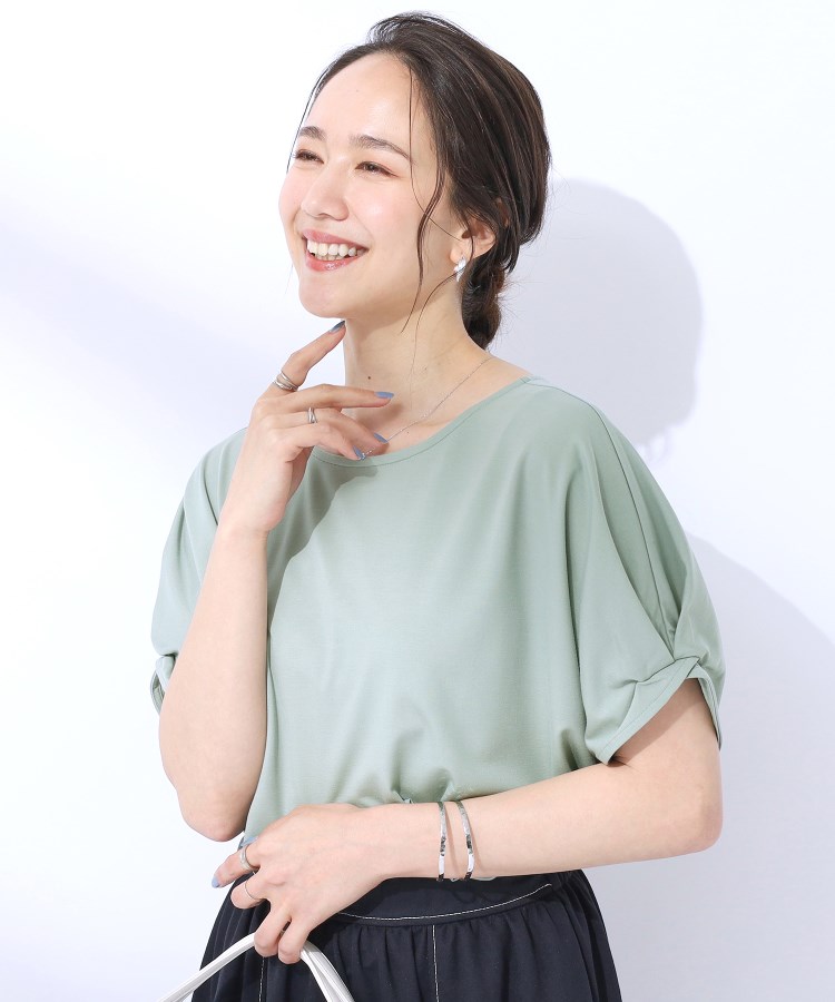 シューラルー/ドレスキップ(SHOO・LA・RUE/DRESKIP)の【UV】大人のための お袖ツイストトップス ミントグリーン(021)