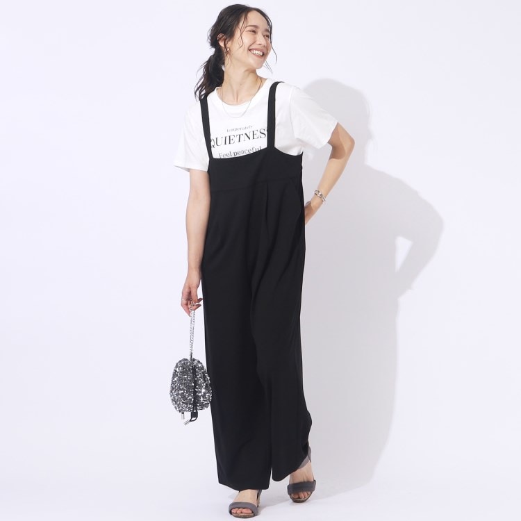シューラルー/ドレスキップ(SHOO・LA・RUE/DRESKIP)の【洗える/UV/イージーケア】大人のゆったりワイド ハイウエストサロペット オールインワン・サロペット
