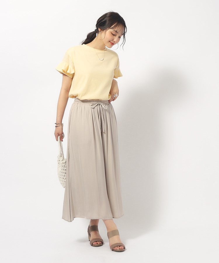 無理せずキレイ】ロングシーズン活躍 サテンフレア ワイドスカー 無理せずキレイ】ロングシーズン活躍 サテンフレア ワイドスカー