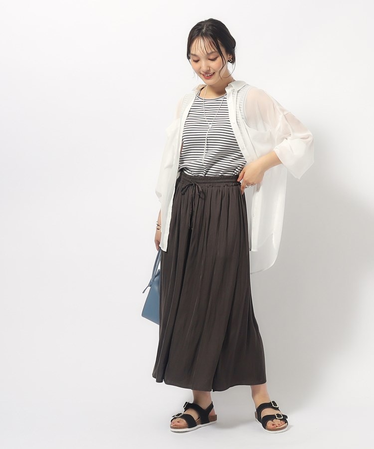 無理せずキレイ】ロングシーズン活躍 サテンフレア ワイドスカー 無理せずキレイ】ロングシーズン活躍 サテンフレア ワイドスカー