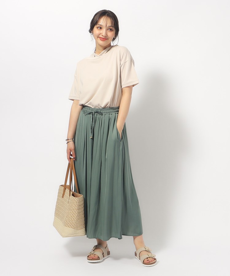 無理せずキレイ】ロングシーズン活躍 サテンフレア ワイドスカー 無理せずキレイ】ロングシーズン活躍 サテンフレア ワイドスカー