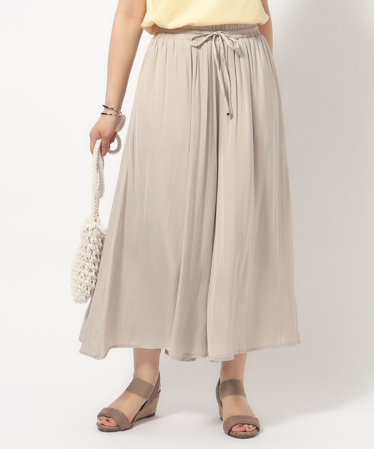 【無理せずキレイ】ロングシーズン活躍 サテンフレア ワイドスカーチョ 【無理せずキレイ】ロングシーズン活躍 サテンフレア ワイドスカーチョ