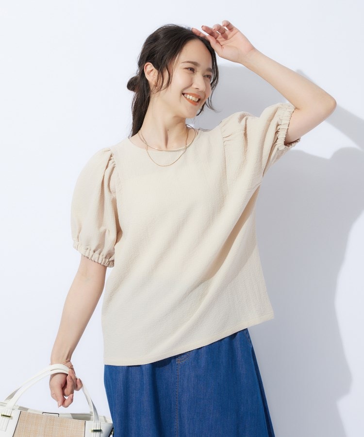 シューラルー/ドレスキップ(SHOO・LA・RUE/DRESKIP)の【洗える】1枚で大人可愛く ギャザー袖 しぼしぼブラウス10