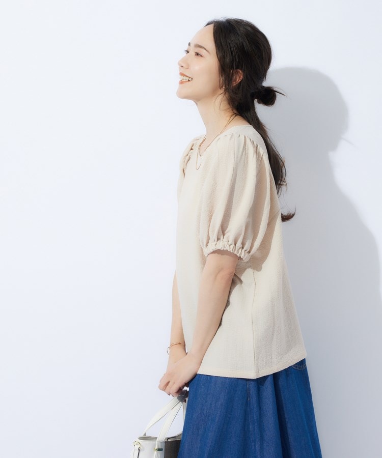 シューラルー/ドレスキップ(SHOO・LA・RUE/DRESKIP)の【洗える】1枚で大人可愛く ギャザー袖 しぼしぼブラウス11
