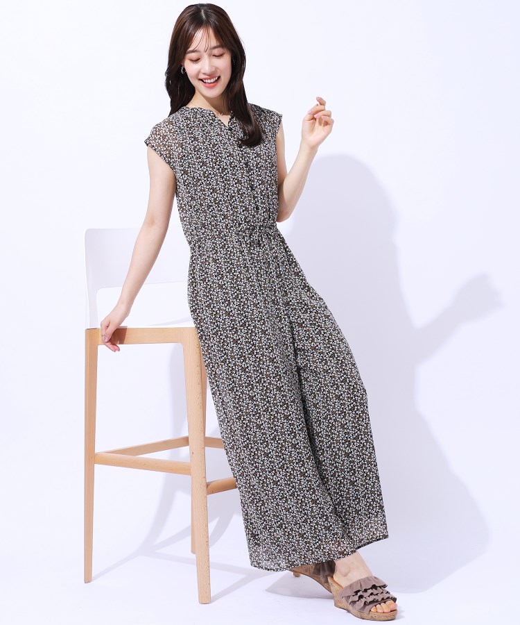 無理せずキレイ】大人の上品コーデが一枚で決まる シフォン花柄 無理せずキレイ】大人の上品コーデが一枚で決まる シフォン花柄