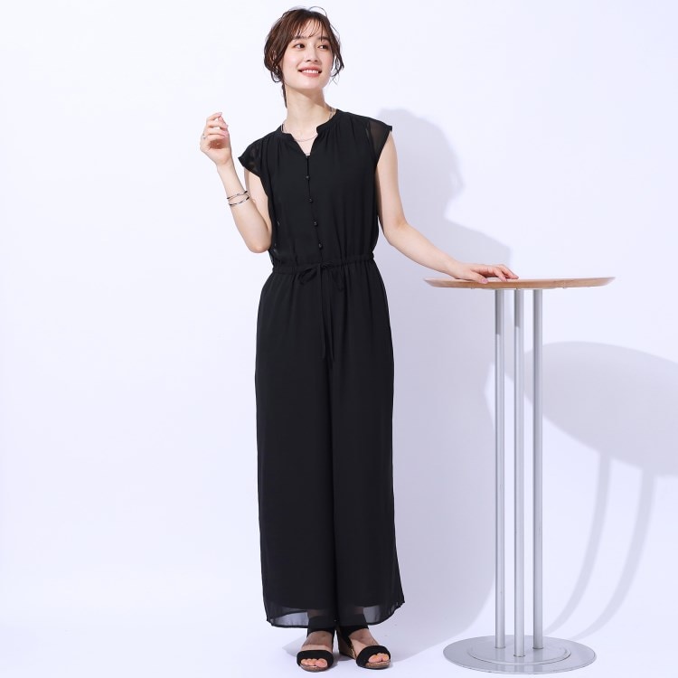 シューラルー/ドレスキップ(SHOO・LA・RUE/DRESKIP)の【無理せずキレイ】大人の上品コーデが一枚で決まる シフォン花柄オールインワン オールインワン・サロペット