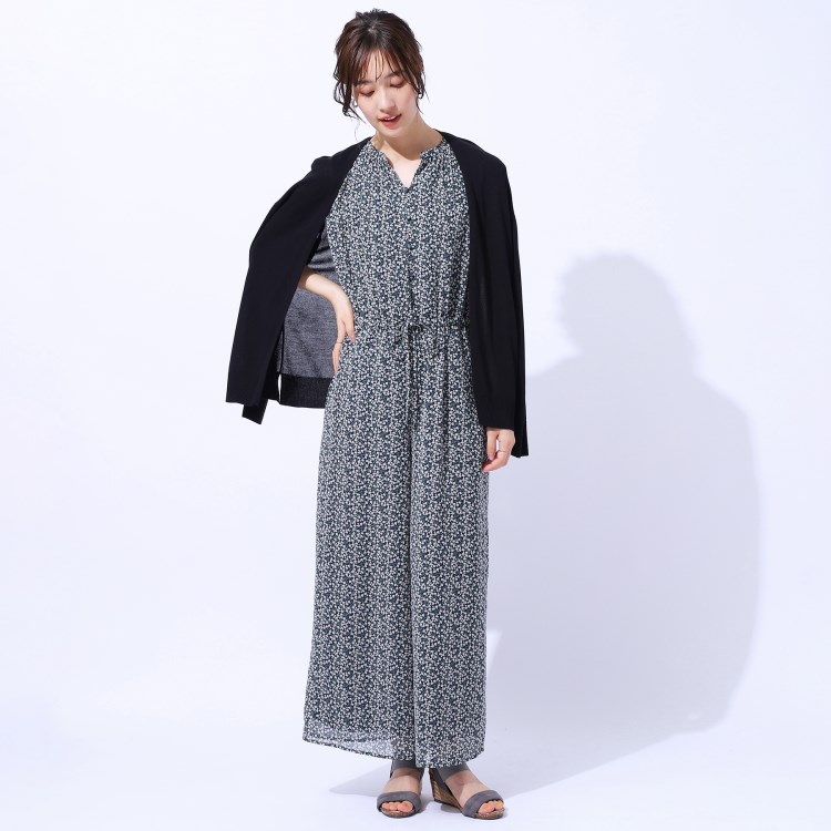 シューラルー/ドレスキップ(SHOO・LA・RUE/DRESKIP)の【無理せずキレイ】大人の上品コーデが一枚で決まる シフォン花柄オールインワン オールインワン・サロペット