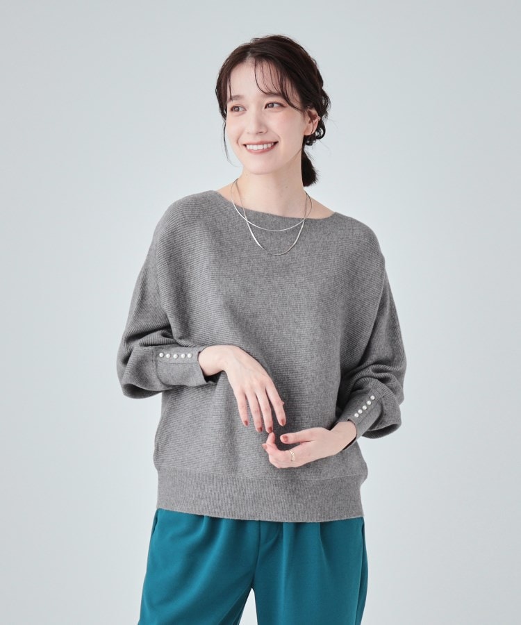 シューラルー/ドレスキップ(SHOO・LA・RUE/DRESKIP)の【高レビュー/洗える】優しく上品に リブドルマン お袖フェイクパールニット5