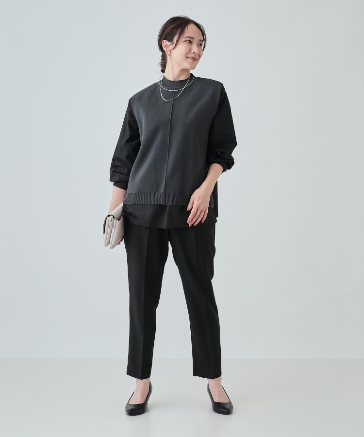2点セット】着回し自在 ニットベスト+フレアシルエットブラウス 2点セット】着回し自在 ニットベスト+フレアシルエットブラウス