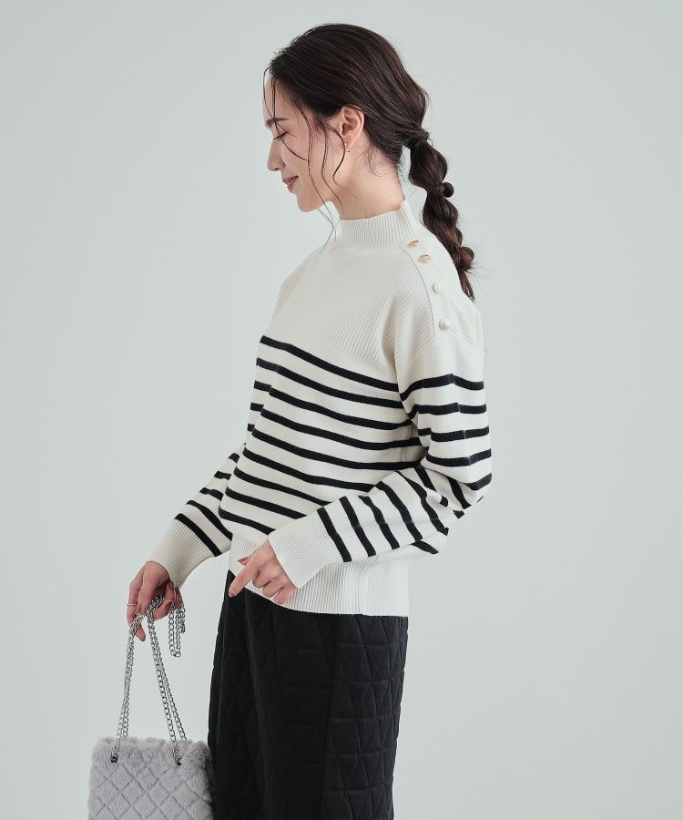 シューラルー/ドレスキップ(SHOO・LA・RUE/DRESKIP)の【高レビュー/洗える/セットアップ可】 もちもちリブ切替 肩ボタンニット10