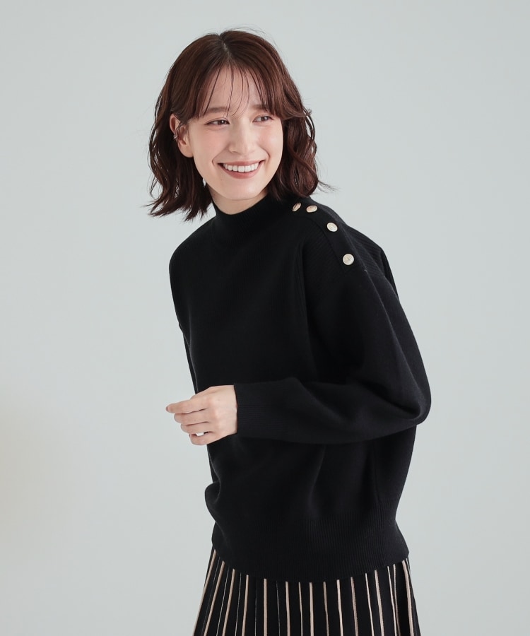 シューラルー/ドレスキップ(SHOO・LA・RUE/DRESKIP)の【高レビュー/洗える/セットアップ可】 もちもちリブ切替 肩ボタンニット4
