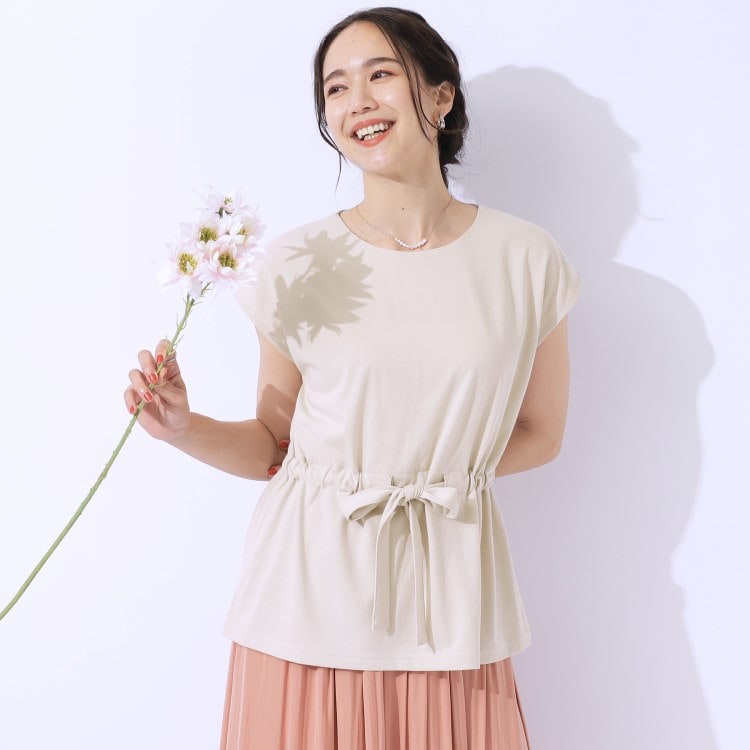 シューラルー/ドレスキップ(SHOO・LA・RUE/DRESKIP)の【洗える/セットアップ可】休日のリラックスコーデに ウエストリボントップス シャツ・ブラウス