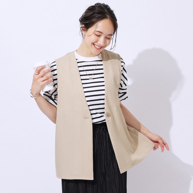 シューラルー/ドレスキップ(SHOO・LA・RUE/DRESKIP)の【洗える/セットアップ可】プラスワンで旬顔に 大人の麻調ジレ ベスト