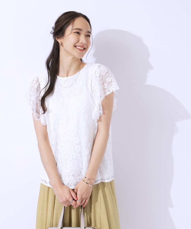 シューラルー/ドレスキップ(SHOO・LA・RUE/DRESKIP)の【無理せずキレイ】ブラウス見え お袖フリルレーストップス1