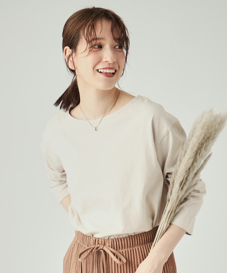 シューラルー/ドレスキップ(SHOO・LA・RUE/DRESKIP)の【洗える】抜け感ある着こなしに ドロップショルダーゆるロンT ライトベージュ(051)