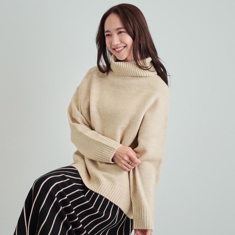 シューラルー/ドレスキップ(SHOO・LA・RUE/DRESKIP)のアウトで着られる ゆるタ－トルやわらかニット ニット/セーター