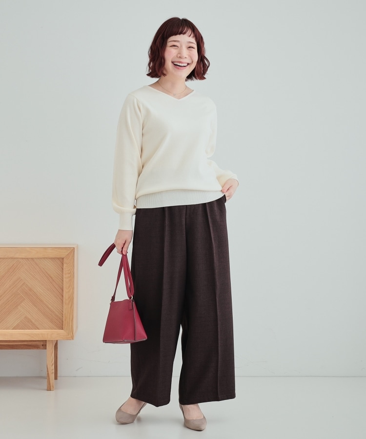 シューラルー/ドレスキップ(SHOO・LA・RUE/DRESKIP)の【高レビュー/洗える】大人のきれいめスタイルに ウールフィールワイドパンツ48