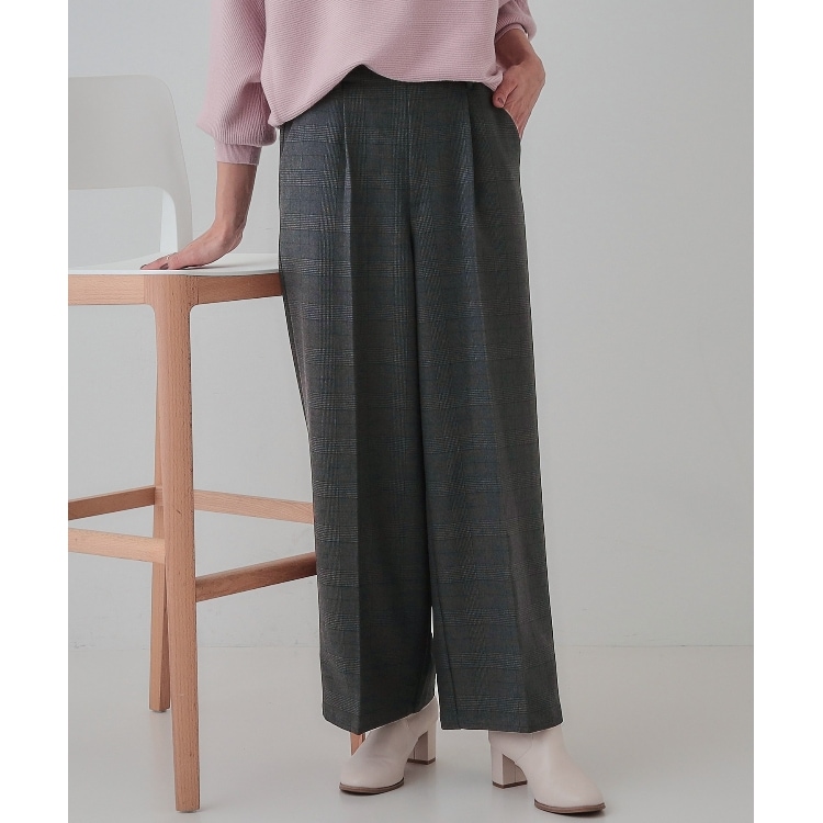 シューラルー/ドレスキップ(SHOO・LA・RUE/DRESKIP)の【高レビュー/洗える】大人のきれいめスタイルに ウールフィールワイドパンツ フルレングスパンツ