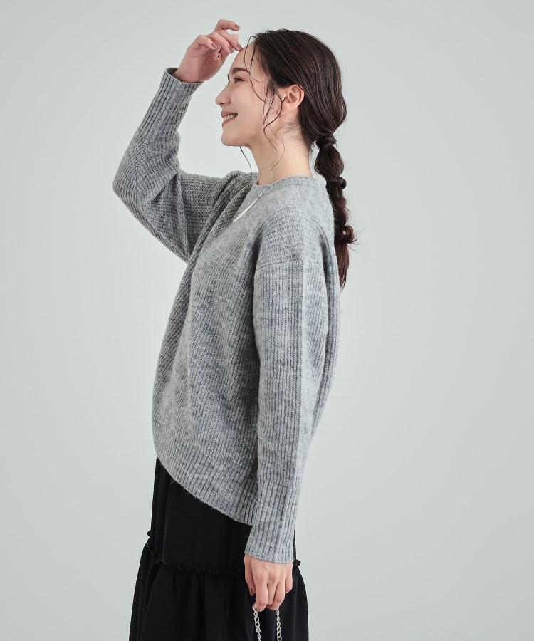 高レビュー】大人フェミニン ふわふわ畦編み ゆるニット(ニット 高レビュー】大人フェミニン ふわふわ畦編み ゆるニット(ニット