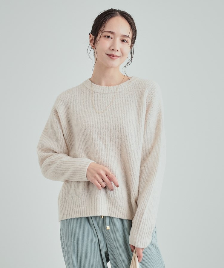 高レビュー】大人フェミニン ふわふわ畦編み ゆるニット(ニット 高レビュー】大人フェミニン ふわふわ畦編み ゆるニット(ニット