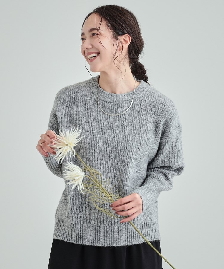 高レビュー】大人フェミニン ふわふわ畦編み ゆるニット(ニット 高レビュー】大人フェミニン ふわふわ畦編み ゆるニット(ニット