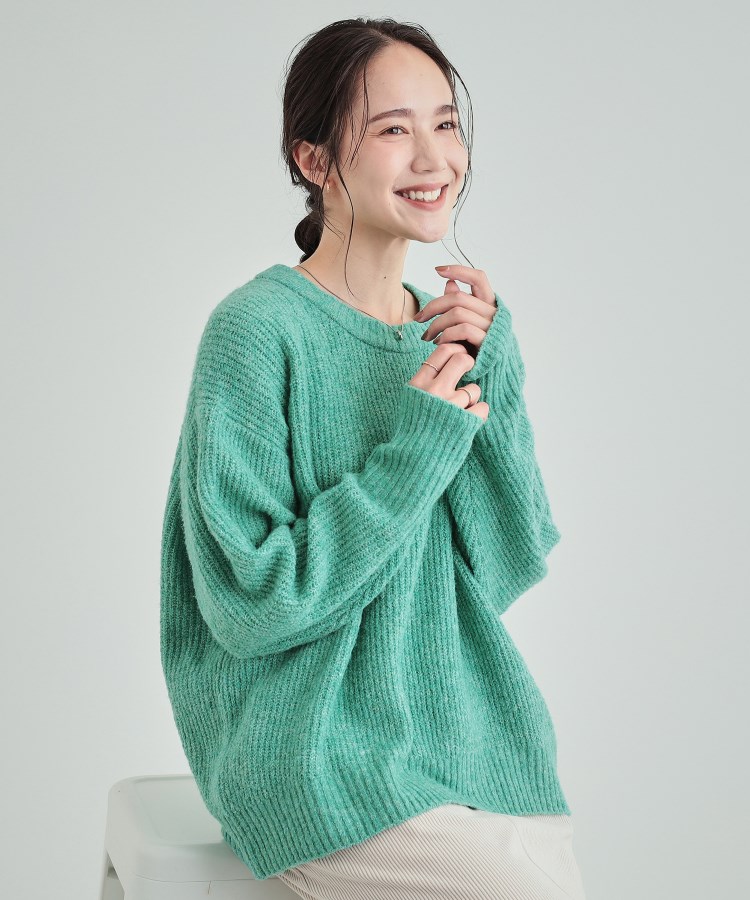高レビュー】大人フェミニン ふわふわ畦編み ゆるニット(ニット 高レビュー】大人フェミニン ふわふわ畦編み ゆるニット(ニット