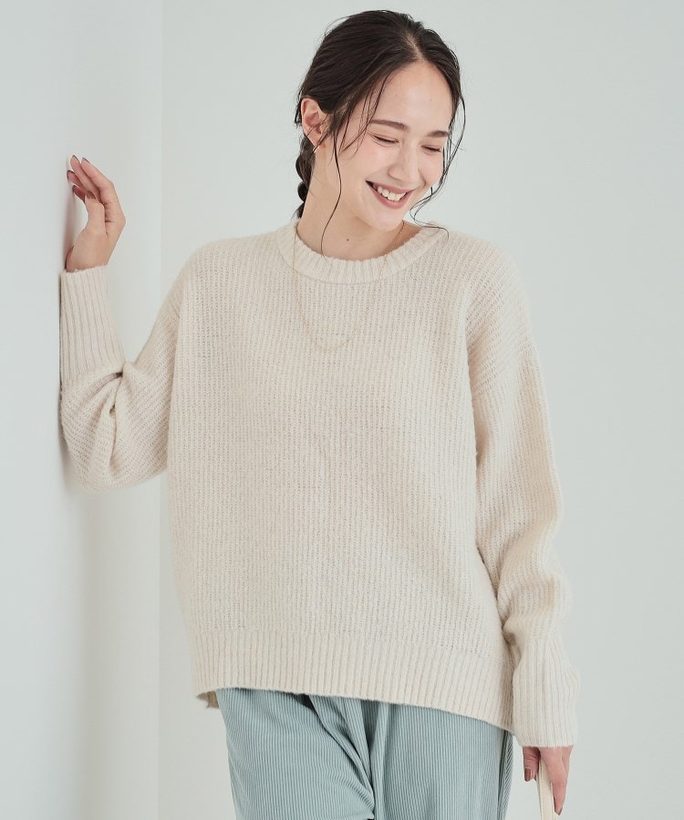 高レビュー】大人フェミニン ふわふわ畦編み ゆるニット(ニット 高レビュー】大人フェミニン ふわふわ畦編み ゆるニット(ニット