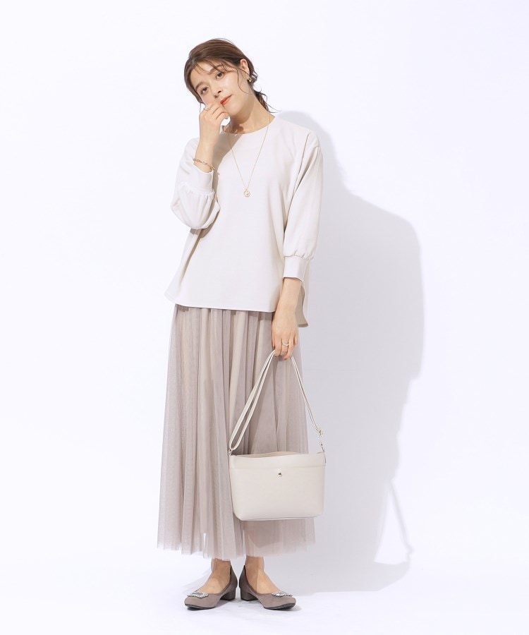 2点セット/7分袖】ネックレス付き お袖パイピングトップス 2点セット/7分袖】ネックレス付き お袖パイピングトップス