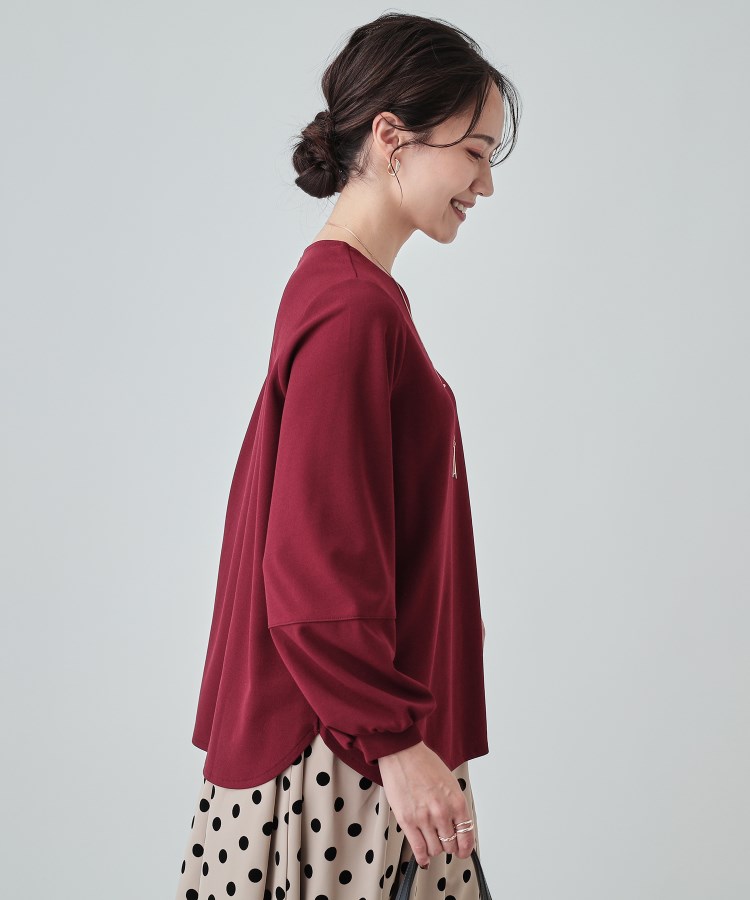 シューラルー/ドレスキップ(SHOO・LA・RUE/DRESKIP)の【2点セット】大人の上品シルエット アクセサリー付き お袖切替トップス2