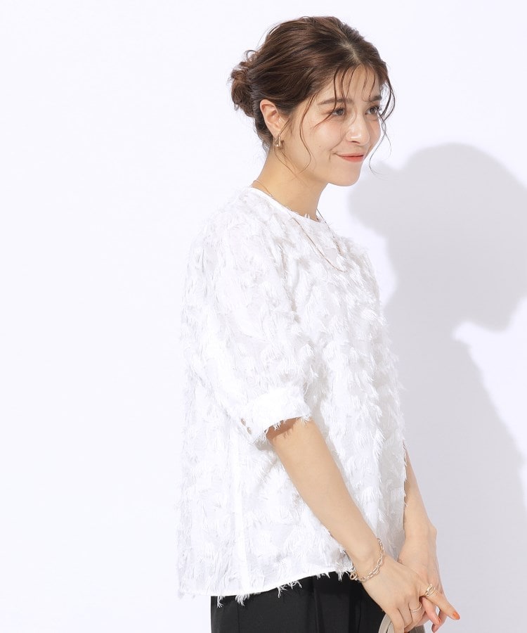 シューラルー/ドレスキップ(SHOO・LA・RUE/DRESKIP)の【洗える】上品な甘さ フリンジ ジャカード5分袖ブラウス2