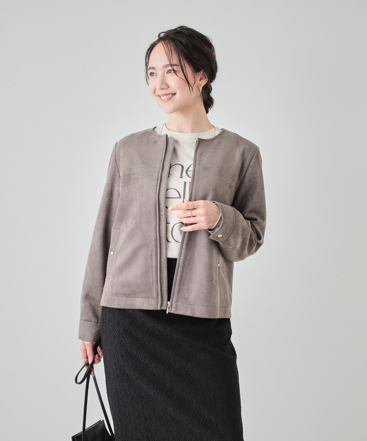 シューラルー/ドレスキップ(SHOO・LA・RUE/DRESKIP)の【高レビュー】大人の高見え やわらかスエード調ジャケット1