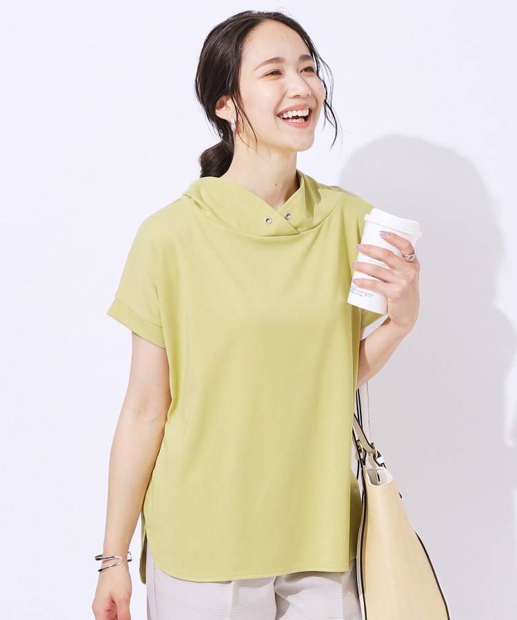 シューラルー/ドレスキップ(SHOO・LA・RUE/DRESKIP)の【高レビュー/UV】さらりと大人カジュアルな装いに 抜け襟Tシャツ イエロー(025)