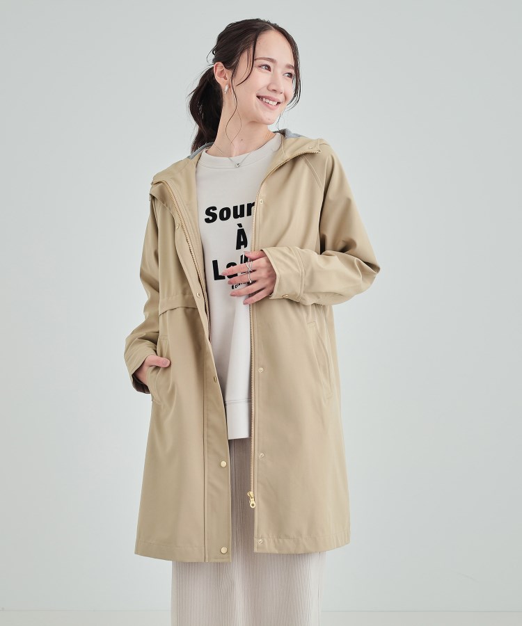 撥水】女性らしいシルエットが叶う 切替ボンディングコート 撥水】女性らしいシルエットが叶う 切替ボンディングコート