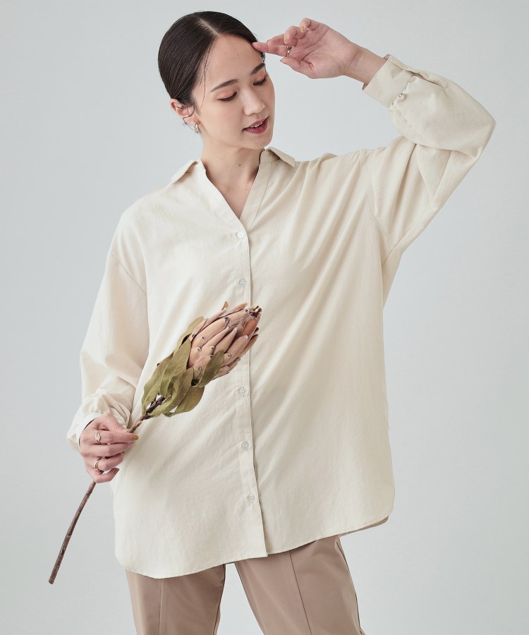 シューラルー/ドレスキップ(SHOO・LA・RUE/DRESKIP)の【無理せずキレイ】後ろ姿が引き立つ バックレースアップブラウス ライトベージュ(051)
