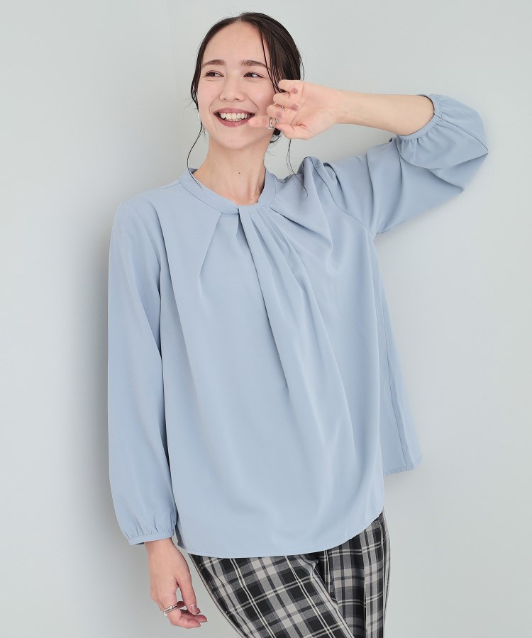 シューラルー/ドレスキップ(SHOO・LA・RUE/DRESKIP)の【洗える/通勤/セレモニー】 ボウタイ風ブラウス ブルー(091)