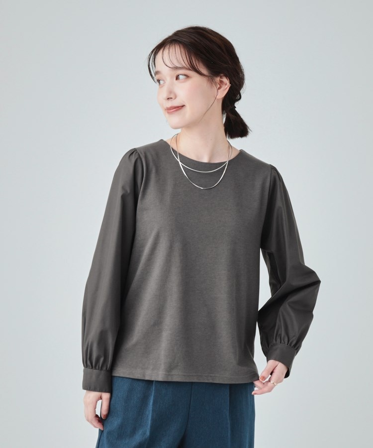 シューラルー/ドレスキップ(SHOO・LA・RUE/DRESKIP)の【洗える】きれい見え 異素材切替パフスリーブトップス1