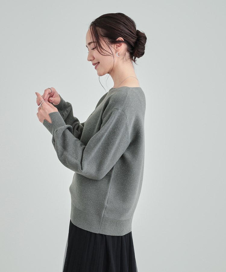 高レビュー/S-LL】大人のきらめき ボートネック ラメニット 高レビュー/S-LL】大人のきらめき ボートネック ラメニット