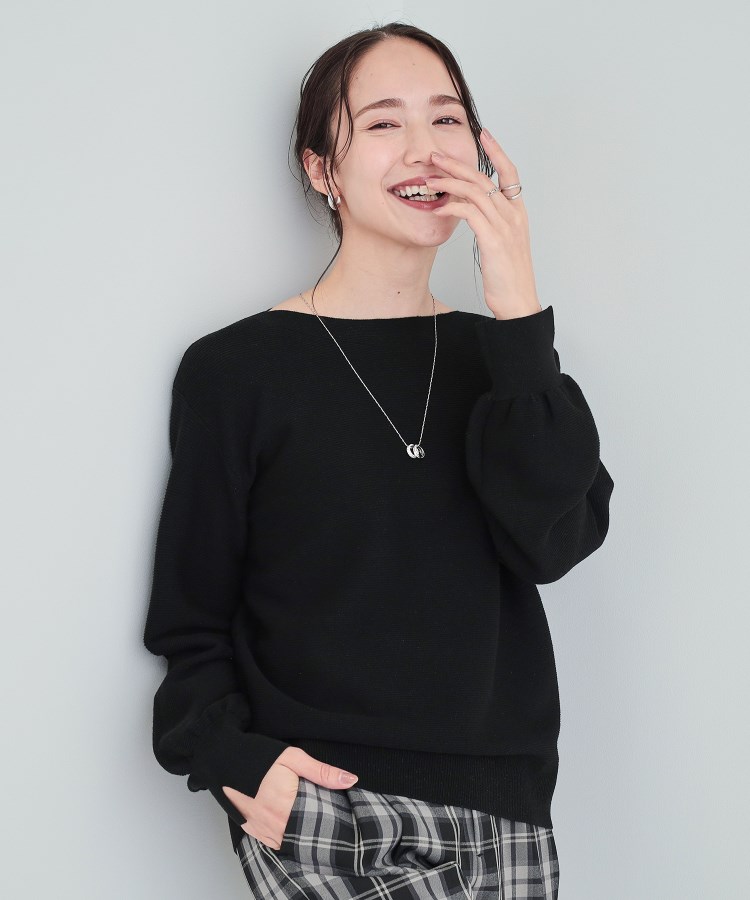 高レビュー/S-LL】大人のきらめき ボートネック ラメニット 高レビュー/S-LL】大人のきらめき ボートネック ラメニット