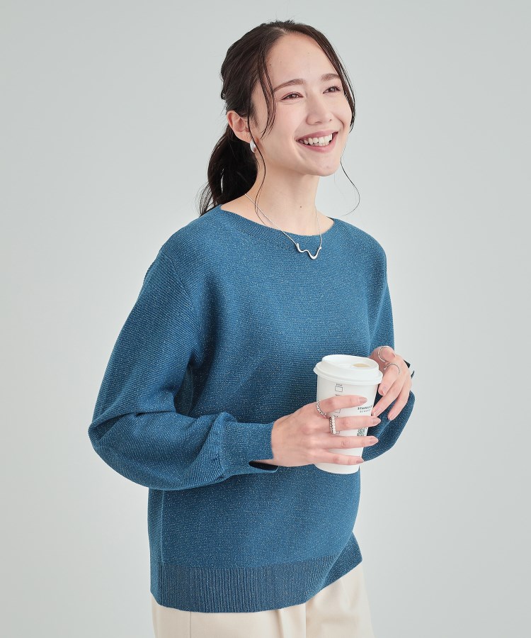 高レビュー/S-LL】大人のきらめき ボートネック ラメニット 高レビュー/S-LL】大人のきらめき ボートネック ラメニット