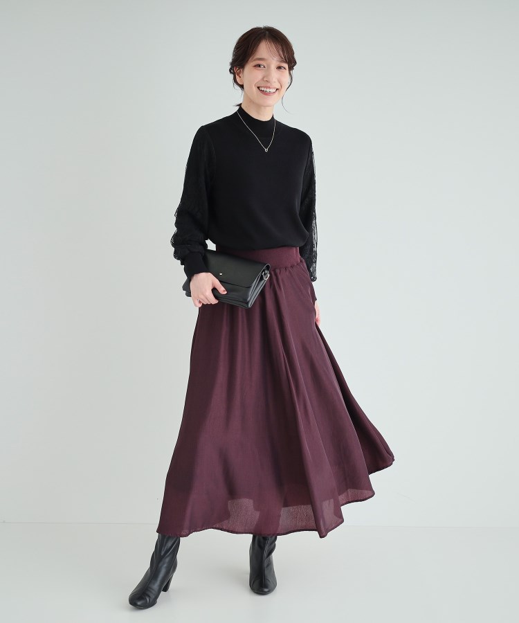 高レビュー/S-LL】大人可愛い お袖レースドッキングニット 高レビュー/S-LL】大人可愛い お袖レースドッキングニット