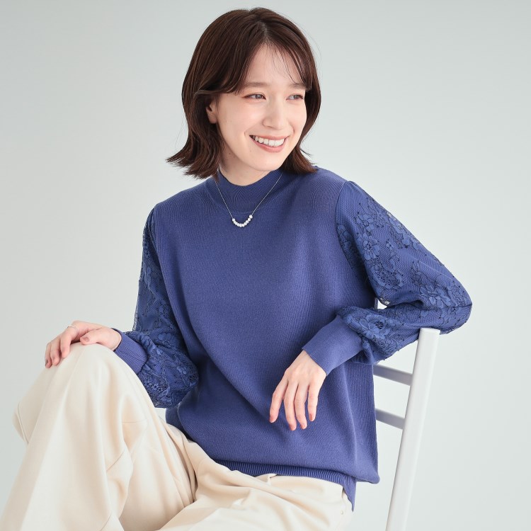 シューラルー/ドレスキップ(SHOO・LA・RUE/DRESKIP)の【高レビュー/S-LL】大人可愛い お袖レースドッキングニット ニット/セーター