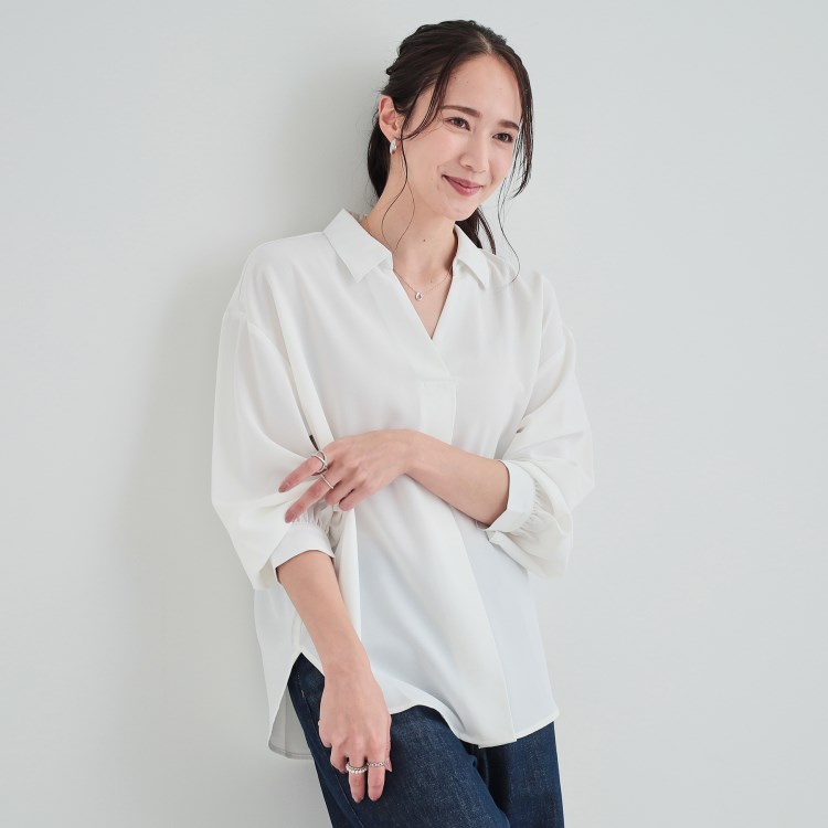 シューラルー/ドレスキップ(SHOO・LA・RUE/DRESKIP)の【高レビュー/洗える】洗濯後にシワになりにくい　こなれ見え スキッパーブラウス シャツ・ブラウス