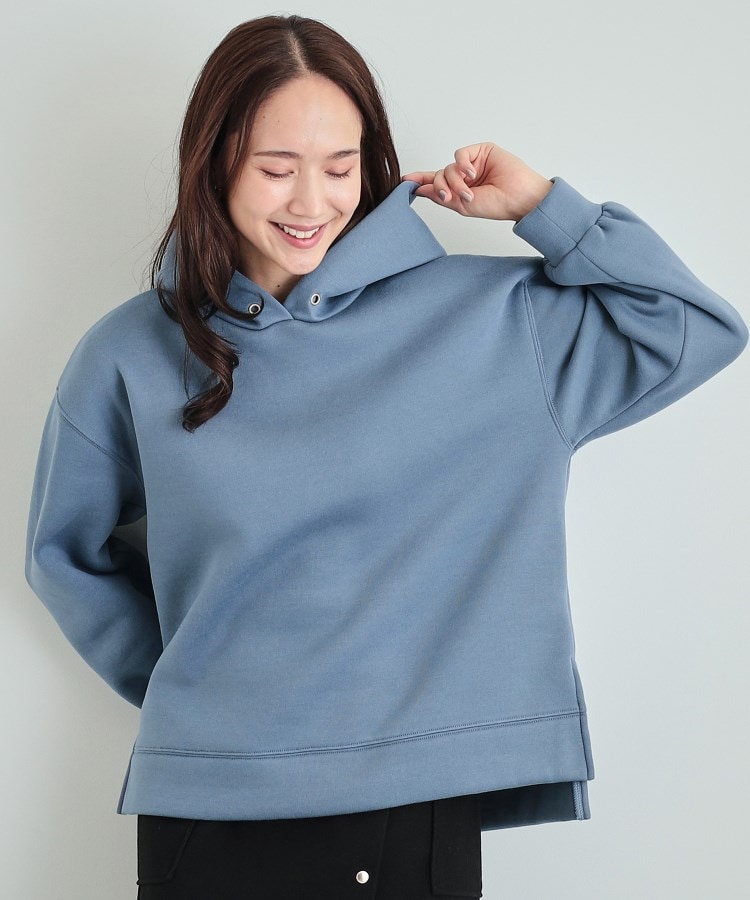 シューラルー/ドレスキップ(SHOO・LA・RUE/DRESKIP)の【S-LL/SHOO WARM】もちっとあったか 裏起毛パーカ ブルー(092)